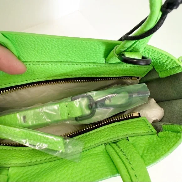 NWT Ampersand As Apostrophe Neon Green Leather Micro Tote Bag - Picture 5 of 8